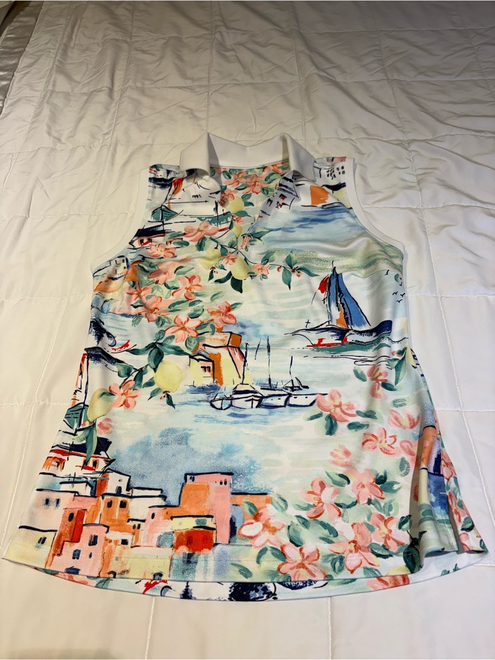Walter Hagen Sleeveless Golf Polo‎ Coastal Print XS